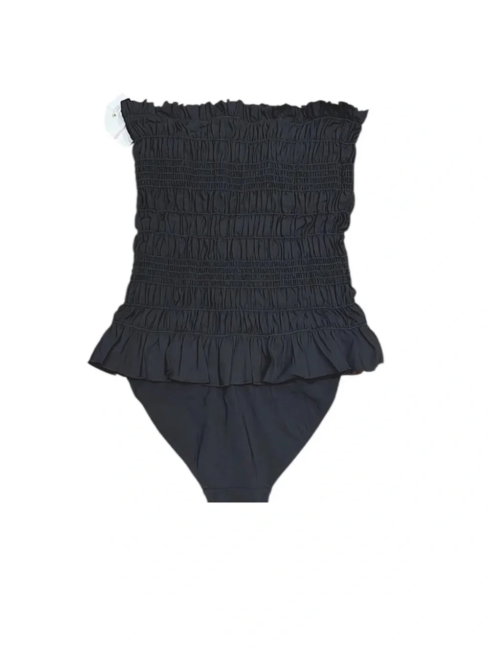 Tory Burch Women's Costa Smocked One Piece Ruffled Swimsuit, Black